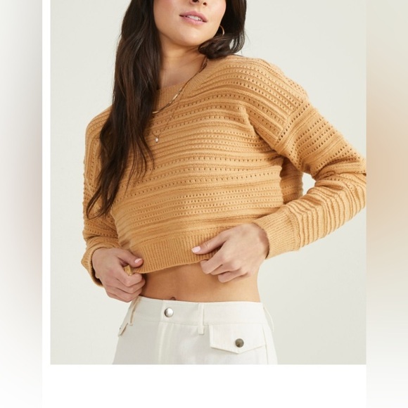 Women’s altar’d state crop sweater, scoop crew neck, never worn, size Small, tan - Picture 2 of 8